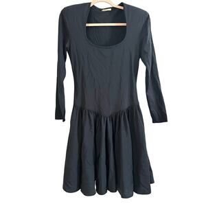 BONNIE STRAUSS Vintage Black Basque Waist Scoop Neck Dress Witchy Balletcore - 8